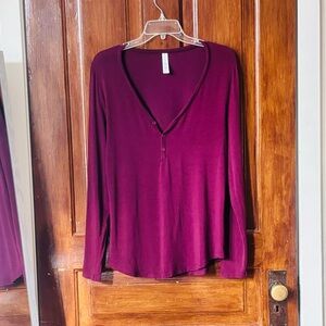 Athleta Plum V-neck Lyocell Henley Nighttime Bliss Sleep Top